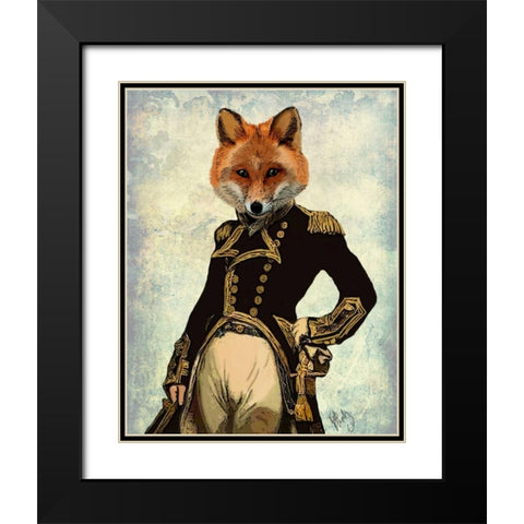 Admiral Fox Full Black Modern Wood Framed Art Print with Double Matting by Fab Funky