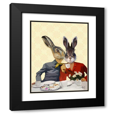 Ladies Gossiping Black Modern Wood Framed Art Print with Double Matting by Fab Funky