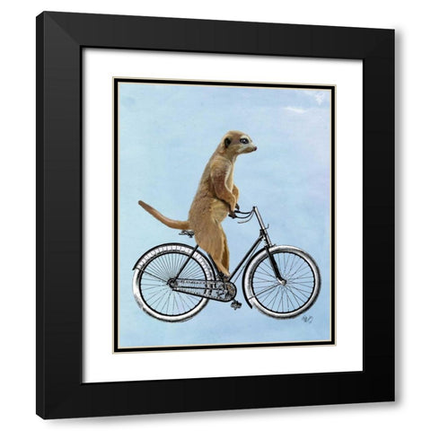 Meerkat on Bicycle Black Modern Wood Framed Art Print with Double Matting by Fab Funky