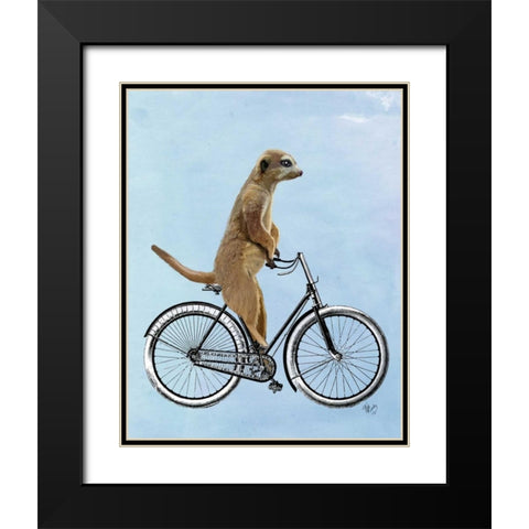 Meerkat on Bicycle Black Modern Wood Framed Art Print with Double Matting by Fab Funky