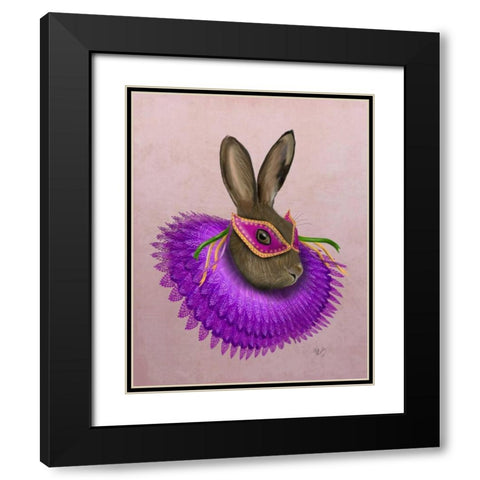 Mardi Gras Hare Black Modern Wood Framed Art Print with Double Matting by Fab Funky