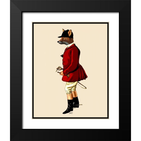 Fox Hunter 1 Black Modern Wood Framed Art Print with Double Matting by Fab Funky