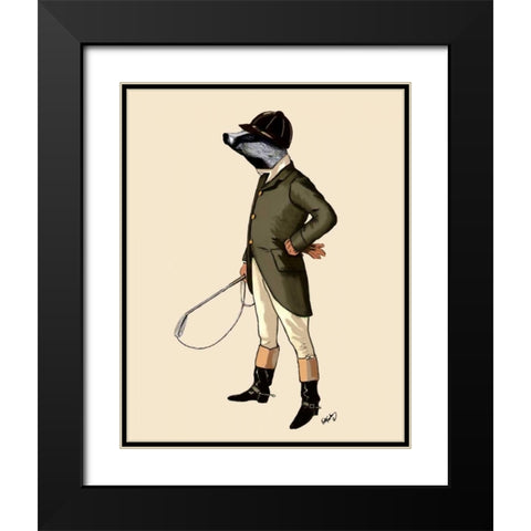 Badger The Rider Full Black Modern Wood Framed Art Print with Double Matting by Fab Funky