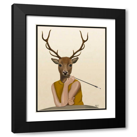 Dear Audrey Black Modern Wood Framed Art Print with Double Matting by Fab Funky