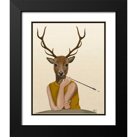Dear Audrey Black Modern Wood Framed Art Print with Double Matting by Fab Funky