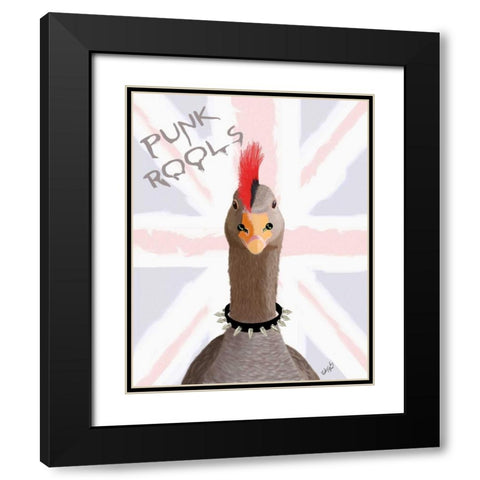 Punk Rock Goose Black Modern Wood Framed Art Print with Double Matting by Fab Funky