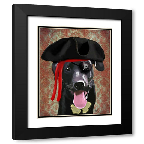 Black Labrador Pirate Dog Black Modern Wood Framed Art Print with Double Matting by Fab Funky