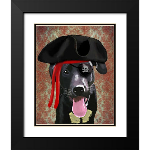 Black Labrador Pirate Dog Black Modern Wood Framed Art Print with Double Matting by Fab Funky