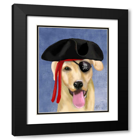 Yellow Labrador Pirate Black Modern Wood Framed Art Print with Double Matting by Fab Funky