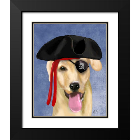 Yellow Labrador Pirate Black Modern Wood Framed Art Print with Double Matting by Fab Funky