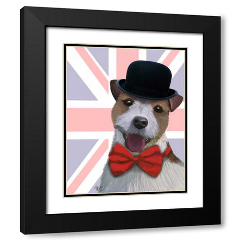 Union Jack Jack Russell Black Modern Wood Framed Art Print with Double Matting by Fab Funky