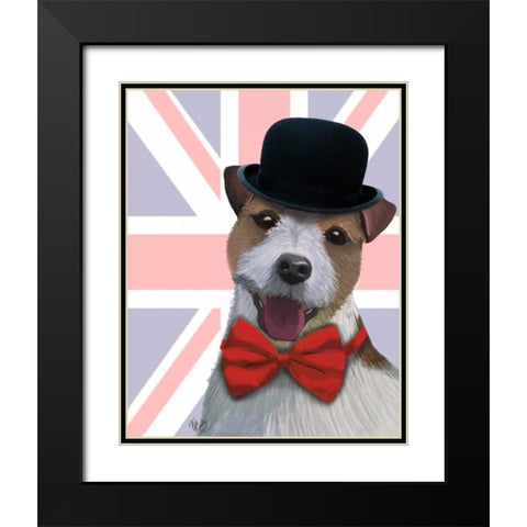 Union Jack Jack Russell Black Modern Wood Framed Art Print with Double Matting by Fab Funky