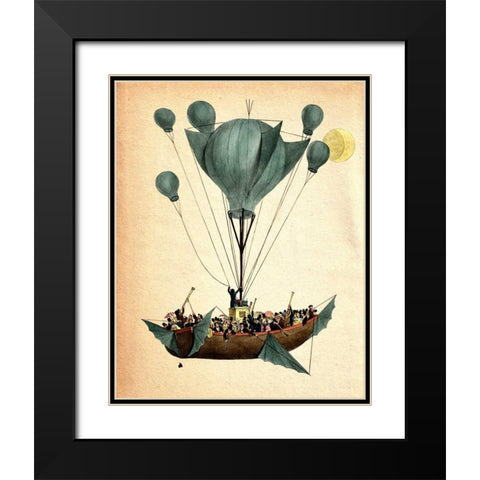 Diligenza Per La Luna Black Modern Wood Framed Art Print with Double Matting by Fab Funky
