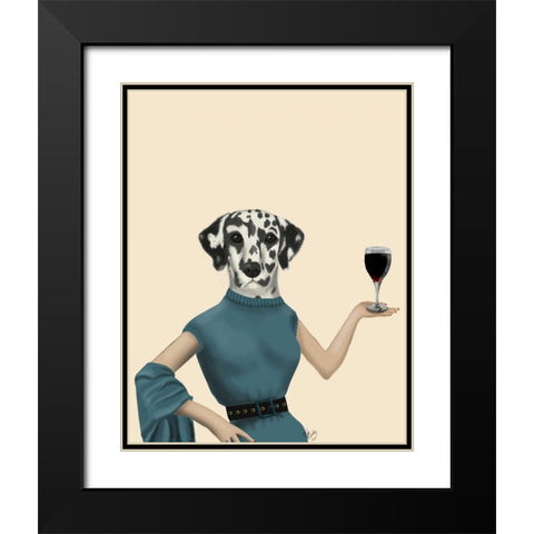Dalmatian Wine Snob Black Modern Wood Framed Art Print with Double Matting by Fab Funky