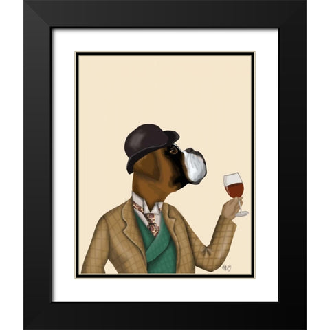 Boxer Wine Snob Black Modern Wood Framed Art Print with Double Matting by Fab Funky