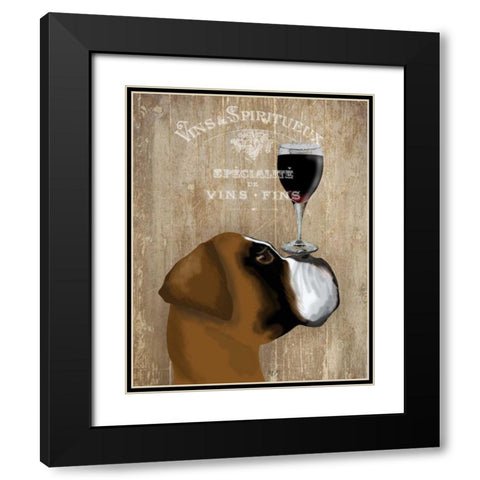 Dog Au Vin Boxer Black Modern Wood Framed Art Print with Double Matting by Fab Funky