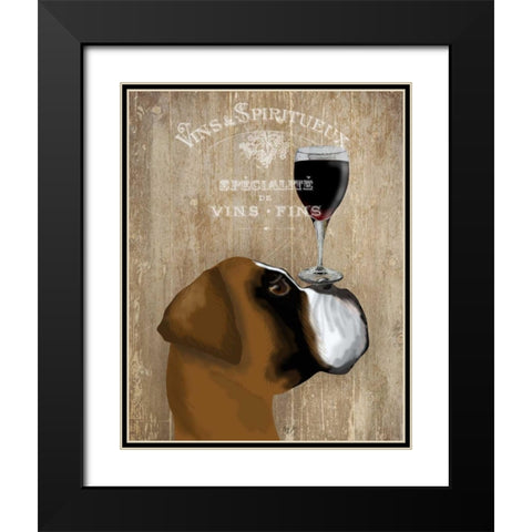 Dog Au Vin Boxer Black Modern Wood Framed Art Print with Double Matting by Fab Funky