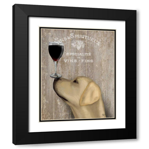 Dog Au Vin Yellow Labrador Black Modern Wood Framed Art Print with Double Matting by Fab Funky
