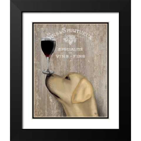 Dog Au Vin Yellow Labrador Black Modern Wood Framed Art Print with Double Matting by Fab Funky