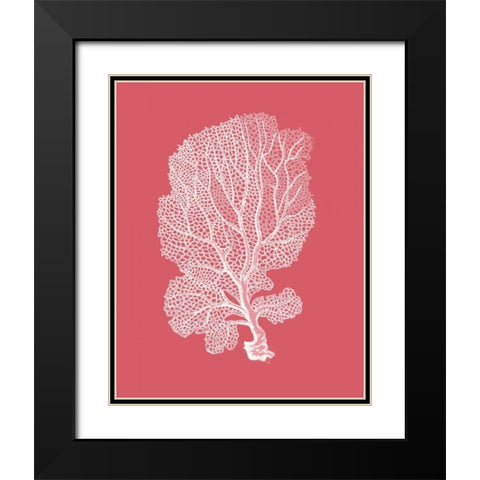 Corals White on Coral c Black Modern Wood Framed Art Print with Double Matting by Fab Funky