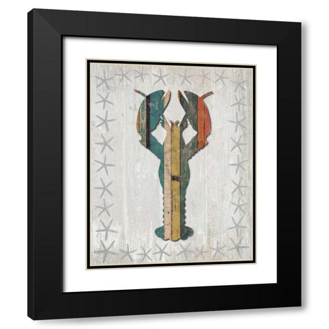 Distressed Wood Style Lobster 1 Black Modern Wood Framed Art Print with Double Matting by Fab Funky