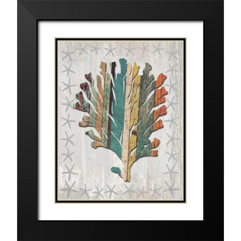 Distressed Wood Style Coral 1 Black Modern Wood Framed Art Print with Double Matting by Fab Funky