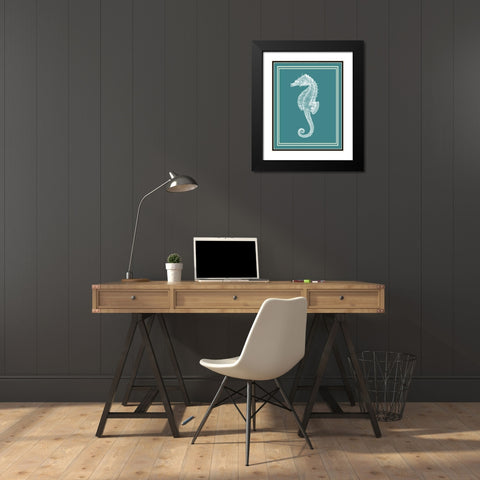 Mixed Nautical White on Teal d Black Modern Wood Framed Art Print with Double Matting by Fab Funky