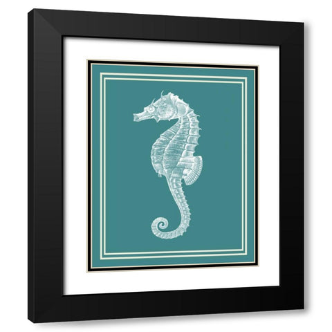 Mixed Nautical White on Teal d Black Modern Wood Framed Art Print with Double Matting by Fab Funky