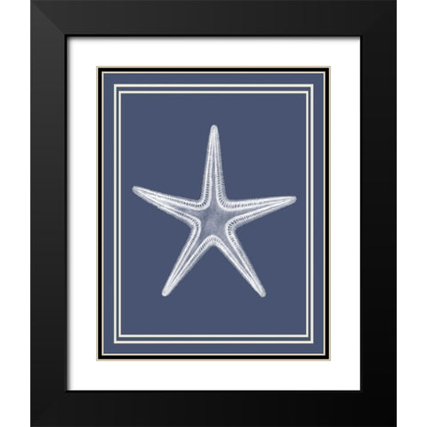 Mixed Nautical White on Indigo Blue a Black Modern Wood Framed Art Print with Double Matting by Fab Funky