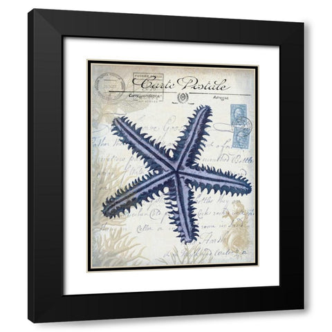 Seaside Postcard Cream a Black Modern Wood Framed Art Print with Double Matting by Fab Funky