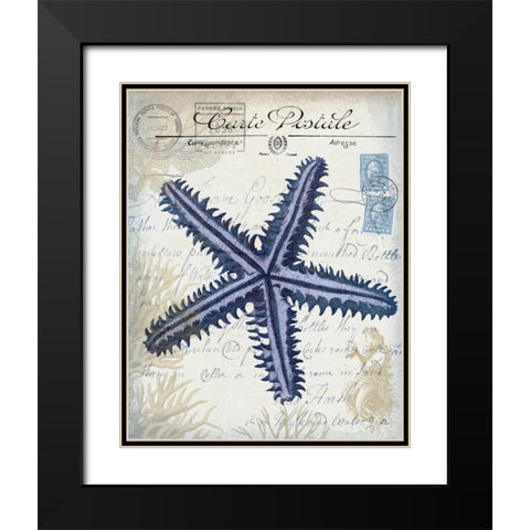 Seaside Postcard Cream a Black Modern Wood Framed Art Print with Double Matting by Fab Funky