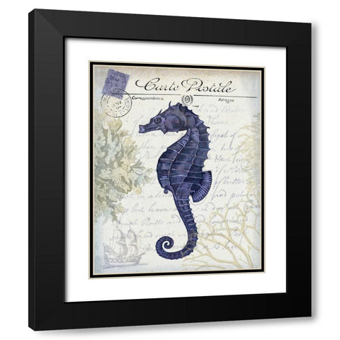 Seaside Postcard Cream b Black Modern Wood Framed Art Print with Double Matting by Fab Funky