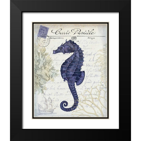 Seaside Postcard Cream b Black Modern Wood Framed Art Print with Double Matting by Fab Funky