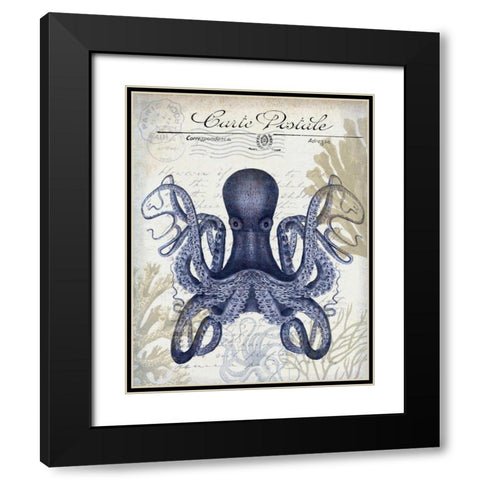 Seaside Postcard Cream c Black Modern Wood Framed Art Print with Double Matting by Fab Funky