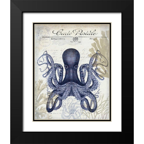 Seaside Postcard Cream c Black Modern Wood Framed Art Print with Double Matting by Fab Funky