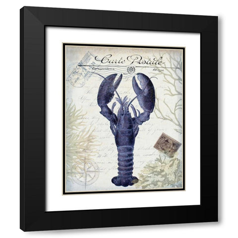 Seaside Postcard Cream d Black Modern Wood Framed Art Print with Double Matting by Fab Funky