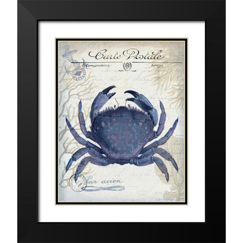 Seaside Postcard Cream e Black Modern Wood Framed Art Print with Double Matting by Fab Funky