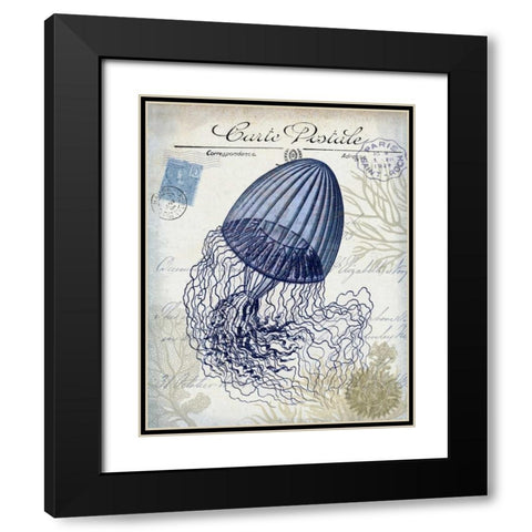 Seaside Postcard Cream f Black Modern Wood Framed Art Print with Double Matting by Fab Funky