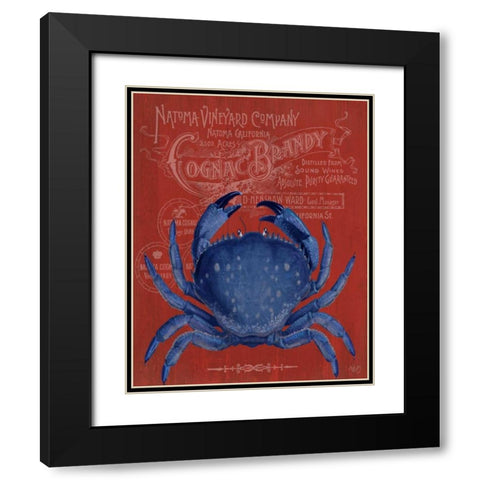 Crab Prohibition Crab On Red Black Modern Wood Framed Art Print with Double Matting by Fab Funky