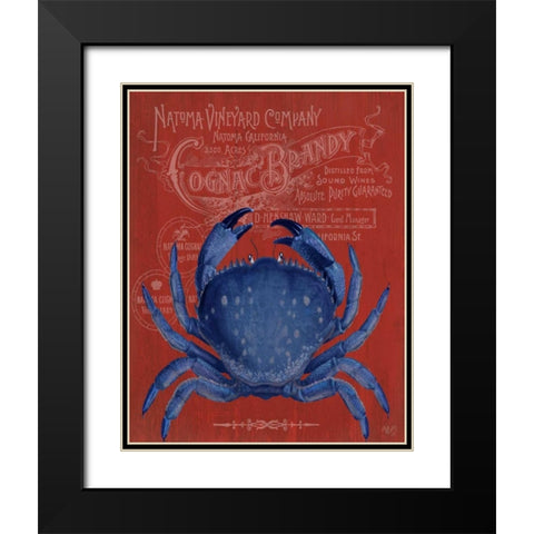 Crab Prohibition Crab On Red Black Modern Wood Framed Art Print with Double Matting by Fab Funky