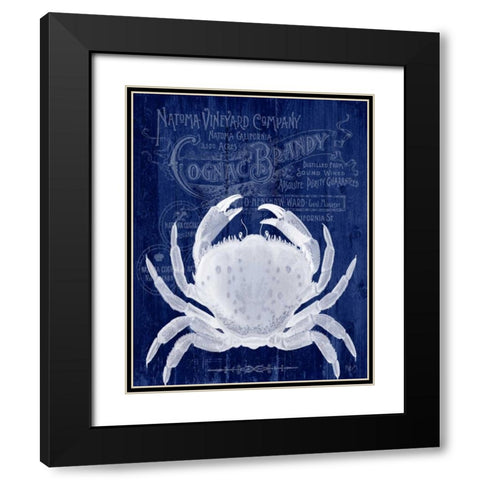 Crab Prohibition Crab On Blue Black Modern Wood Framed Art Print with Double Matting by Fab Funky
