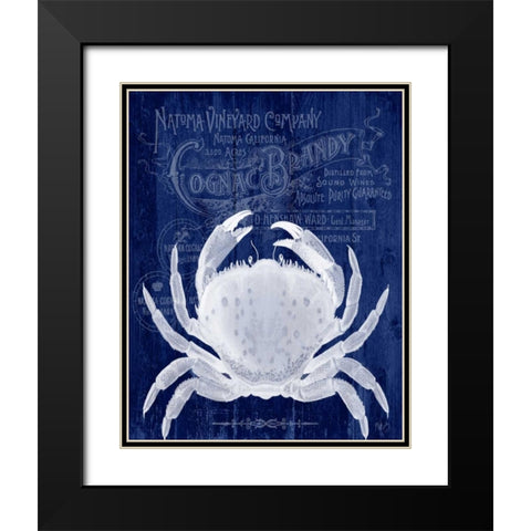 Crab Prohibition Crab On Blue Black Modern Wood Framed Art Print with Double Matting by Fab Funky
