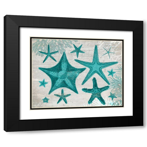 Green Starfish Collection Black Modern Wood Framed Art Print with Double Matting by Fab Funky