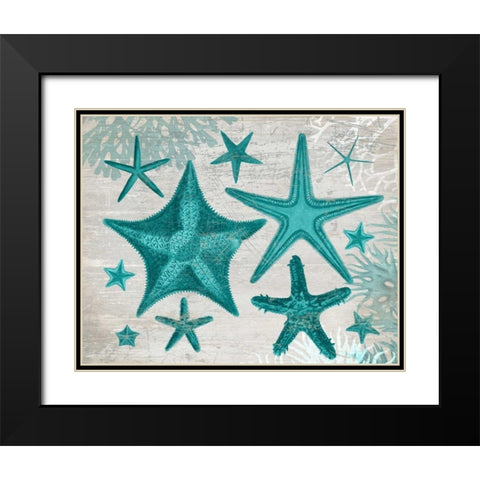 Green Starfish Collection Black Modern Wood Framed Art Print with Double Matting by Fab Funky