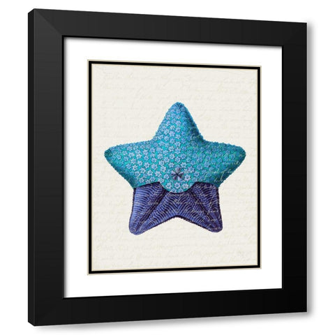 Starfish in Shades of Blue a Black Modern Wood Framed Art Print with Double Matting by Fab Funky