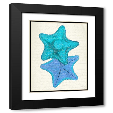 Starfish in Shades of Blue b Black Modern Wood Framed Art Print with Double Matting by Fab Funky