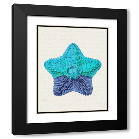 Starfish in Shades of Blue c Black Modern Wood Framed Art Print with Double Matting by Fab Funky