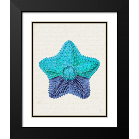 Starfish in Shades of Blue c Black Modern Wood Framed Art Print with Double Matting by Fab Funky