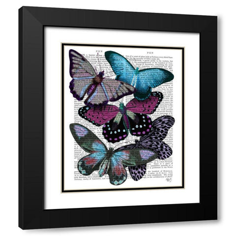 Big Bold Butterflies 5 Black Modern Wood Framed Art Print with Double Matting by Fab Funky