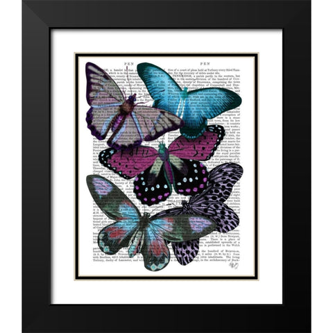 Big Bold Butterflies 5 Black Modern Wood Framed Art Print with Double Matting by Fab Funky